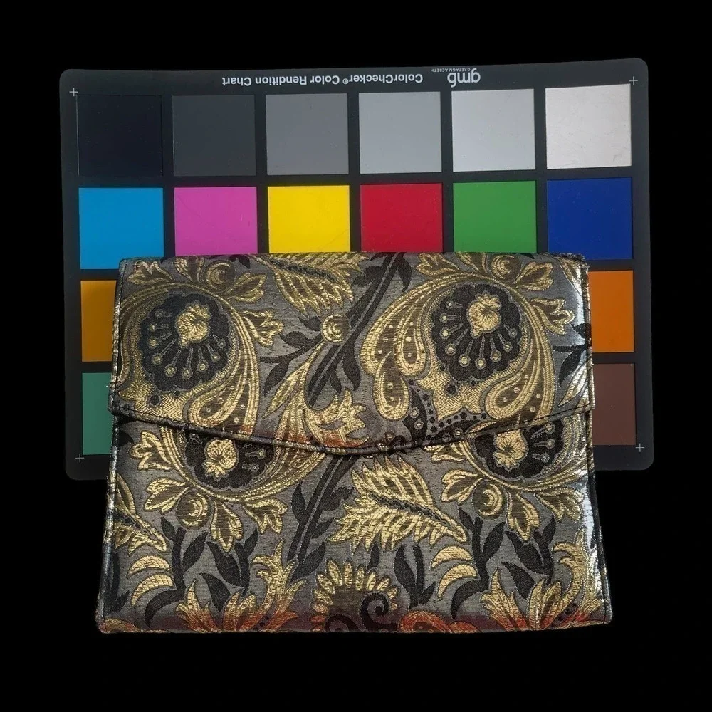 Vintage 1980s Metallic Paisley Brocade Envelope Clutch Purse Leon of California